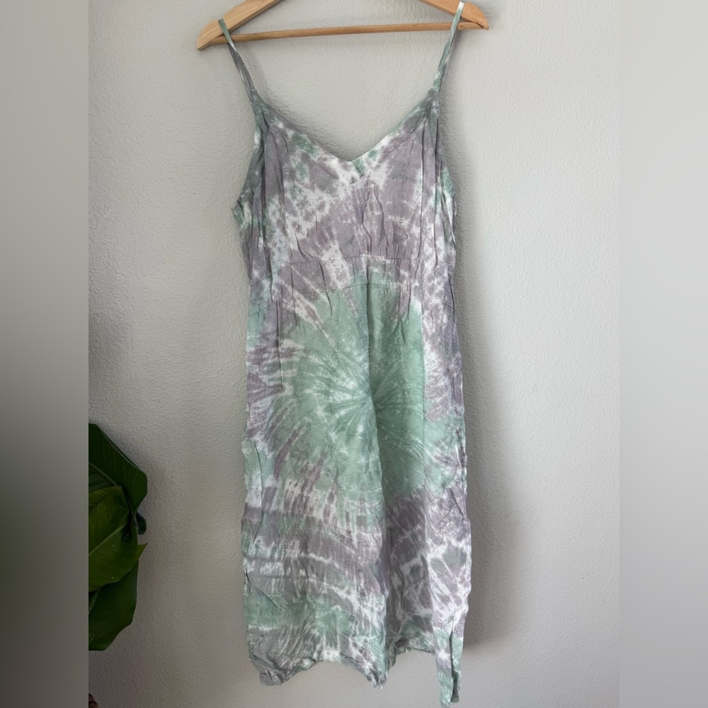 Anthropologie LACAUSA Tie-Dye Dress in Lavender and Pale Green